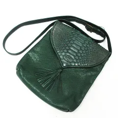 IBIZA イビザ ショルダーバッグ パイソン レザー ヘビ革 ダークグリーン系 レディース LF005-08-0209②