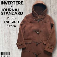 INVERTEREインバーティア×ジャーナルスタンダード■希少 2000s 英国製 ムーブルック生地 カットパイル ヘリンボーン ダッフルコート 36 スリムフィット 茶 JOURNAL STANDARD 別注品
