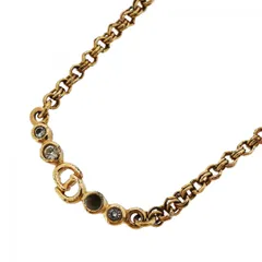 ★SALE【6jab0337】クリスチャンディオール ネックレス CDロゴ GPメッキ ラインストーン ゴールド【中古】レディース