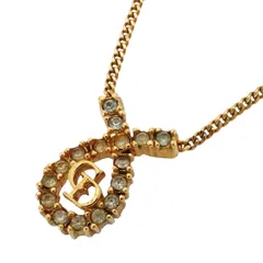 ★SALE【6jab0338】クリスチャンディオール ネックレス CDロゴ GPメッキ ラインストーン ゴールド【中古】レディース