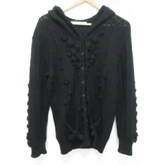 良品 PINK HOUSE ピンクハウス フーディー ニット カーディガン ブラック レディース 古着 中古 USED