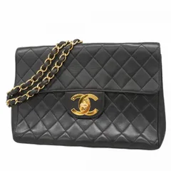 ★SALE【6ad4038-h】シャネル ショルダーバッグ デカマトラッセ ラムスキン ブラック ゴールド金具【中古】レディース