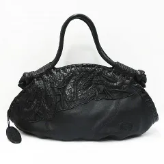 IBIZA イビザ ハンドバッグ レザー 葉柄 ブラック レディース LF0001-08-0209③