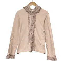 良品 PINK HOUSE ピンクハウス ロングスリーブ フーディー フリルシャツ ブラウス M ピンク レディース 古着 中古 USED