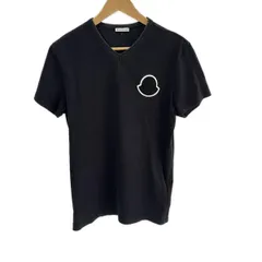 MONCLER(モンクレール) 半袖Tシャツ サイズL メンズ MAGLIA SCOLLO 黒×白 Vネック