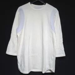 美品 G-Star RAW ジースターロウ マークニューソン ラムレザー切替え 長袖 Tシャツ Mサイズ アイボリー メンズ 古着 中古 USED