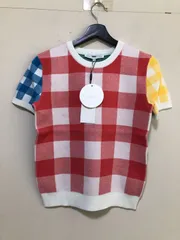 31671コ　Chesty（チェスティ）　ニット　半袖　トップス　チェック　XSのサムネイル