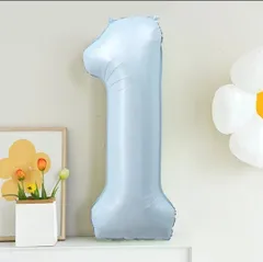 ナンバーバルーン　- 1 -  水色　ライトブルー　数字　風船　1風船　数字の風船　誕生日バルーン　推し活　推し　生誕祭　番号風船　　大きい風船　誕生日デコレーション　バースデーグッズ　水色系統　水色担当　水色アイテム　水色グッズ