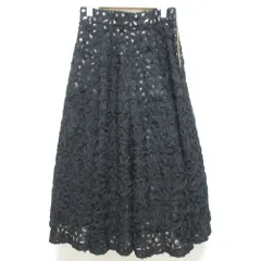 美品 24AW Apuweiser-riche アプワイザーリッシェ リボン刺繍ミディスカート 24432970 サイズ1 ブラック レディース 古着 中古 USED