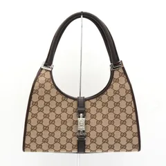 グッチ ジャッキー GGキャンバス / レザー ハンドバッグ ショルダーバッグ  ブラウン