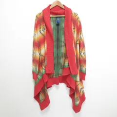 美品 POLO RALPH LAUREN ポロラルフローレン ネイティブ柄 オルテガ柄 カーディガン ニットガウン サイズXS レッド系 レディース 古着 中古 USED