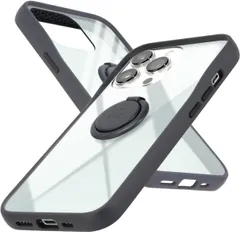 G450531　campino iPhone 13 Pro Max ケース アンチショック 耐衝撃 フィンガー リング スリム 薄型 レンズ保護 トープブラック クリア