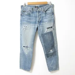 良品 Polo RALPH LAUREN ポロラルフローレン AVERY BOYFRIEND クラッシュ加工 デニムパンツ ジーンズ サイズ28R ライトブルー レディース 古着 中古 USED