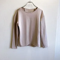 美品✨ ユニクロ UNIQLO カットソー プルオーバー 長袖 シンプル ベーシック カジュアル きれいめ ナチュラル 淡色 くすみカラー ベージュ 伸縮素材 ストレッチ 大きめ オーバーサイズ ゆったり