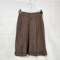 ウール混　ひざ丈　ショートパンツ　チェック　