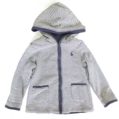未使用 RALPH LAUREN ラルフローレン キッズ リバーシブル ボーダージャケット 12M ネイビー  キッズ 古着 中古 USED