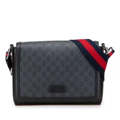 グッチ GGスプリーム ショルダーバッグ クロスボディバッグ 771167 ブラック PVC レザー レディース GUCCI【247-26879】