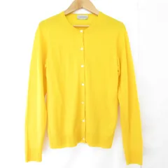 良品 JOHN SMEDLEY ジョンスメドレー ピュアウール クルーネック ニットカーディガン Mサイズ イエロー  レディース 古着 中古 USED
