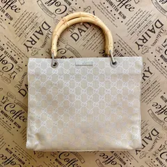 グッチ ハンド トートバッグ バンブー ショルダー GGキャンバス GA180
