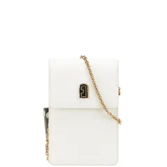 フルラ 斜め掛け チェーン ショルダーバッグ スマホショルダー ホワイト レザー レディース Furla【1-0227844】