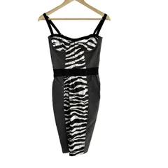 D&G(ディーアンドジー) ワンピース サイズ40 M レディース美品  - 白×黒×グレー キャミワンピ/ひざ丈/ゼブラ柄