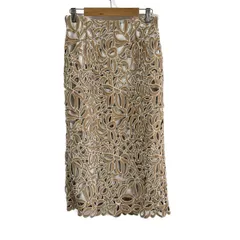 Mystrada(マイストラーダ) ロングスカート サイズ36 S レディース美品  - グレーベージュ×ライトブラウン レース