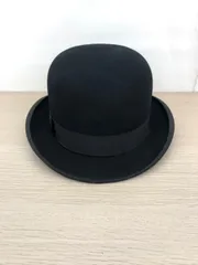 中古　現状品］銀座虎や帽子店　ハット　黒ベロア調　ヴィンテージ　アンティーク　S 179 ヴィンテージ