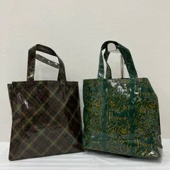 9392　Harrods　ハロッズ　トートバッグ　ハンドバッグ　サブバッグ　2点セット　レディース　軽量　カジュアル　シンプル　PVC　コーティング　チェック柄　ダマスク柄