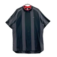 サイズ：M ADIDAS GOLF アディダスゴルフ 2025年モデル メッシュ モックネック 半袖Tシャツ ストライプ柄 ブラック系 [240101594487] ゴルフウェア メンズ ストスト