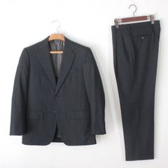 55【極美品】ニューヨーカー スーツ A4 メンズ M グレー ストライプ柄