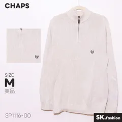 美品 CHAPS トップス ハーフジップ仕様 スタンドネック リブ切替 無地 ニットセーターのサムネイル