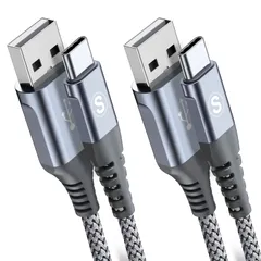 USB Type C ケーブル【2M/2本セット】Sweguard USB-C & USB-A 3.1A USB C ケーブル【QC3.0対応 急速充電】 タイプc 充電 iPhone17 16/iPhone 15 Pro MAX, iPad Pro ...