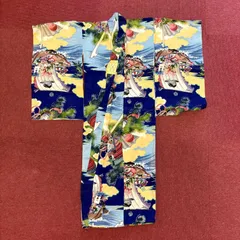 【K-12】昭和時代｜アンティーク着物｜子ども用お祝い着｜桃太郎柄｜リメイク用にどうぞ(*^^*)