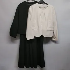 レディース スーツ ジャケット ワンピース 3点セット オフホワイト 黒 L フォーマル  ☆KP-011☆