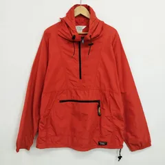 90s L.L.Bean エルエルビーン ナイロン アノラック パーカー プルオーバー ハーフジップ ドローコード アウトドア ロゴ パッチ 古着 VINTAGE オレンジ系 M B210