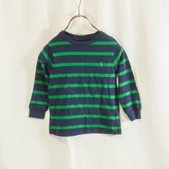 Polo Ralph Lauren ポロラルフローレン ストライプ 長袖 Tシャツ 3T 90〜100cm キッズ ボーダー ネイビー グリーン ポニー刺繍 正規品