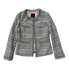  AMACA アマカ ツイード ノーカラージャケット ラメ入り 上品 セレモニー フォーマル レディース 38【Z1769】