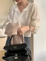 カラーブラウス(フリル,春新商品,ラウンドカラー,国内新作,ブラウス)