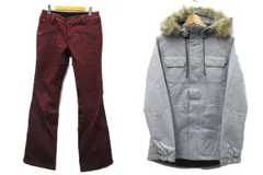 VOLCOM ボルコム スノーボード ウェア 上下セット グレー バーガンディ レディース ジャケット S H0451804 パンツ XS H1351709 L005-08-0206⑤