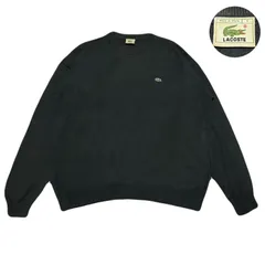 LACOSTE ラコステ Knit ニット セーター EmbroideredLogo 刺繍ロゴ 80s MadeInSpain スペイン製 LongSleeves 長袖 Wool ウール Acrylic アクリル Gray グレー系 XL相当