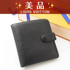 【美品】 ルイヴィトン エピ ポルトビエ コンパクト 二つ折り財布 ブラック ノワール (25-333)