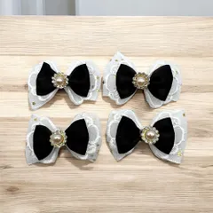 【4個セット】キラキラパール×オーガンジーリボン ハンドメイド素材 ヘアアクセサリー材料 ハンドメイドパーツ pt-3025