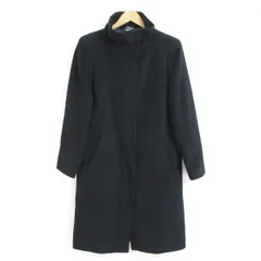 美品 VERSACE CLASSIC ヴェルサーチクラシック ヴィンテージ アンゴラブレンド スタンドカラー ロングコート 9号 ブラック レディース 古着 中古 USED