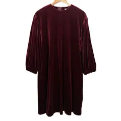 美品 22AW Ballsey ボールジー トゥモローランド ストレッチベロア ボリュームスリーブワンピース 36 ボルドー レディース 古着 中古 USED