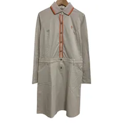 良品 Munsingwear マンシングウェア 長袖 ポロワンピース サイズM ベージュ レディース 古着 中古 USED