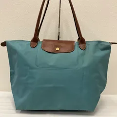 9359　LONGCHAMP　ロンシャン　トートバッグ　 ルプリアージュ　ナイロン　レザー　 ユーカリプタスカラー　水色系　レディース