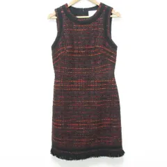 美品 kate spade ケイトスペード ツイード ノースリーブ ワンピース サイズ4 ブラック レディース 古着 中古 USED