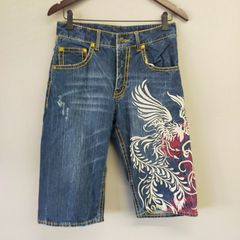 絡繰魂ジーンズハーフ32インチ鳳凰刺繍 美品 - メルカリ