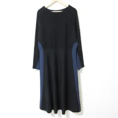 未使用 23AW ATSURO TAYAMA アツロウタヤマ ストレッチレーヨンワンピース 長袖 ロングドレス サイズ36 ブラック ネイビー レディース 古着 中古 USED