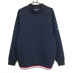 【超美品】トミーヒルフィガー 長袖ハイネックシャツ ネイビー ロゴ地模様 メンズ LL ゴルフウェア Tommy Hilfiger Golf